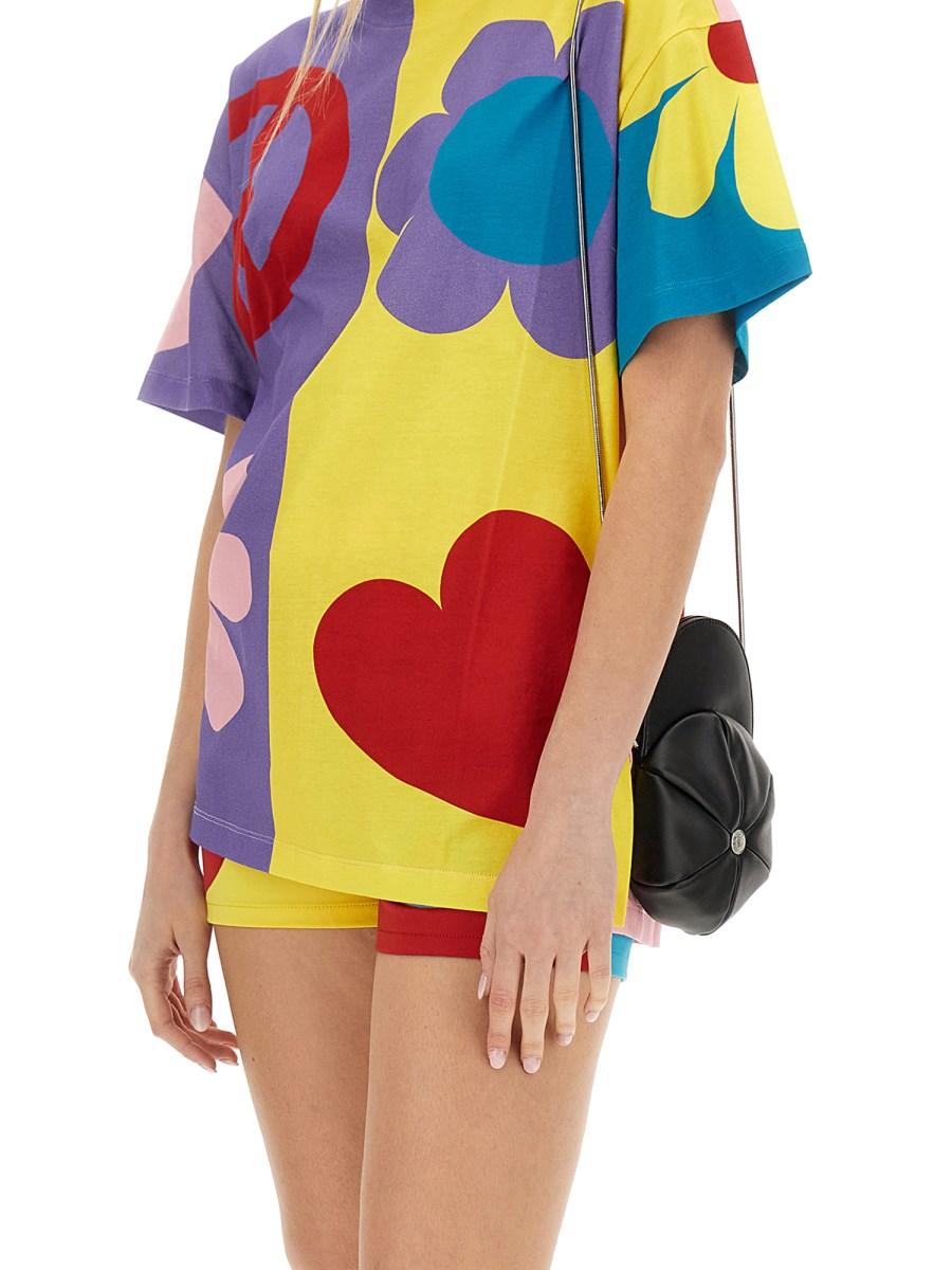 MOSCHINO JEANS T-SHIRT IN JERSEY SYMBOLS