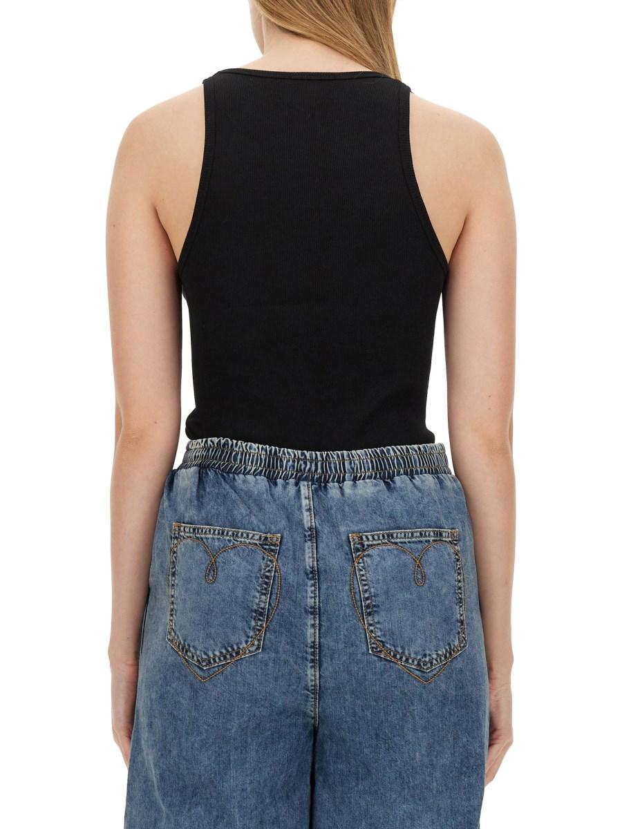 MOSCHINO JEANS TOP CON LOGO IN COTONE