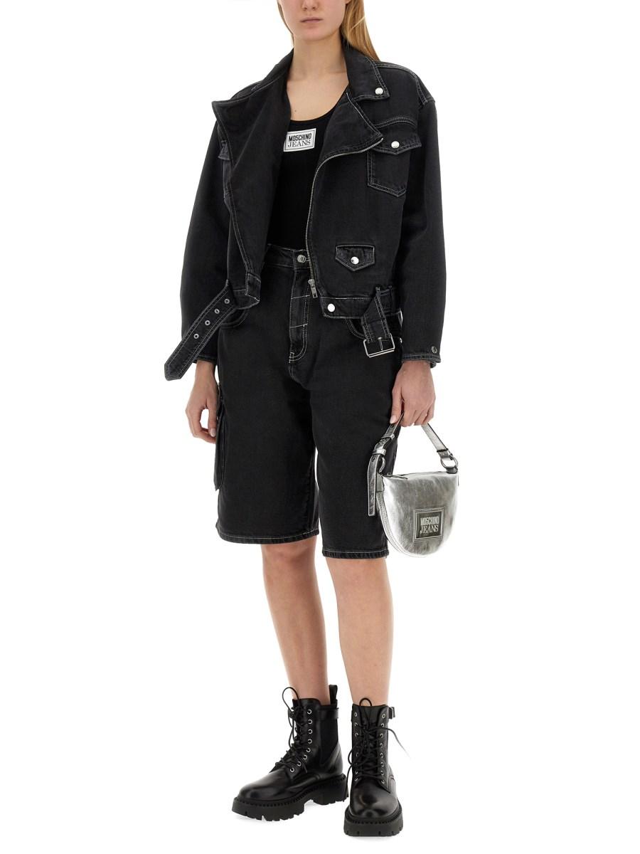 MOSCHINO JEANS TOP IN MAGLIA DI VISCOSA CON LOGO