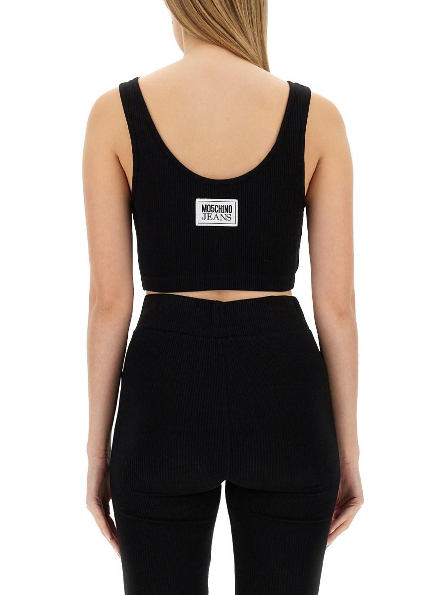 MOSCHINO JEANS TOP IN MAGLIA DI VISCOSA CON LOGO