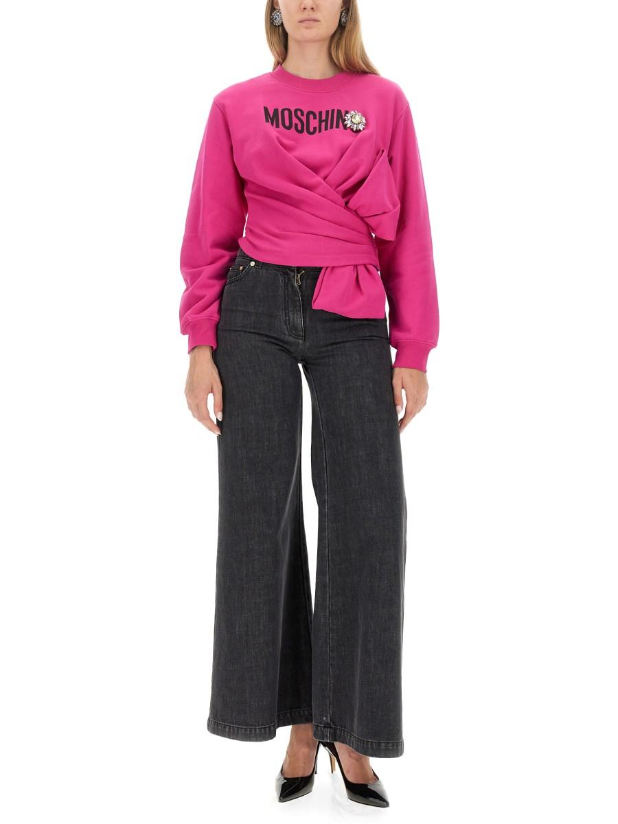 MOSCHINO JEANS WIDE LEG IN DENIM DI COTONE