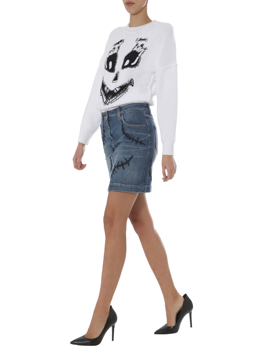 MOSCHINO MAGLIA PUMPKIN FACE IN COTONE