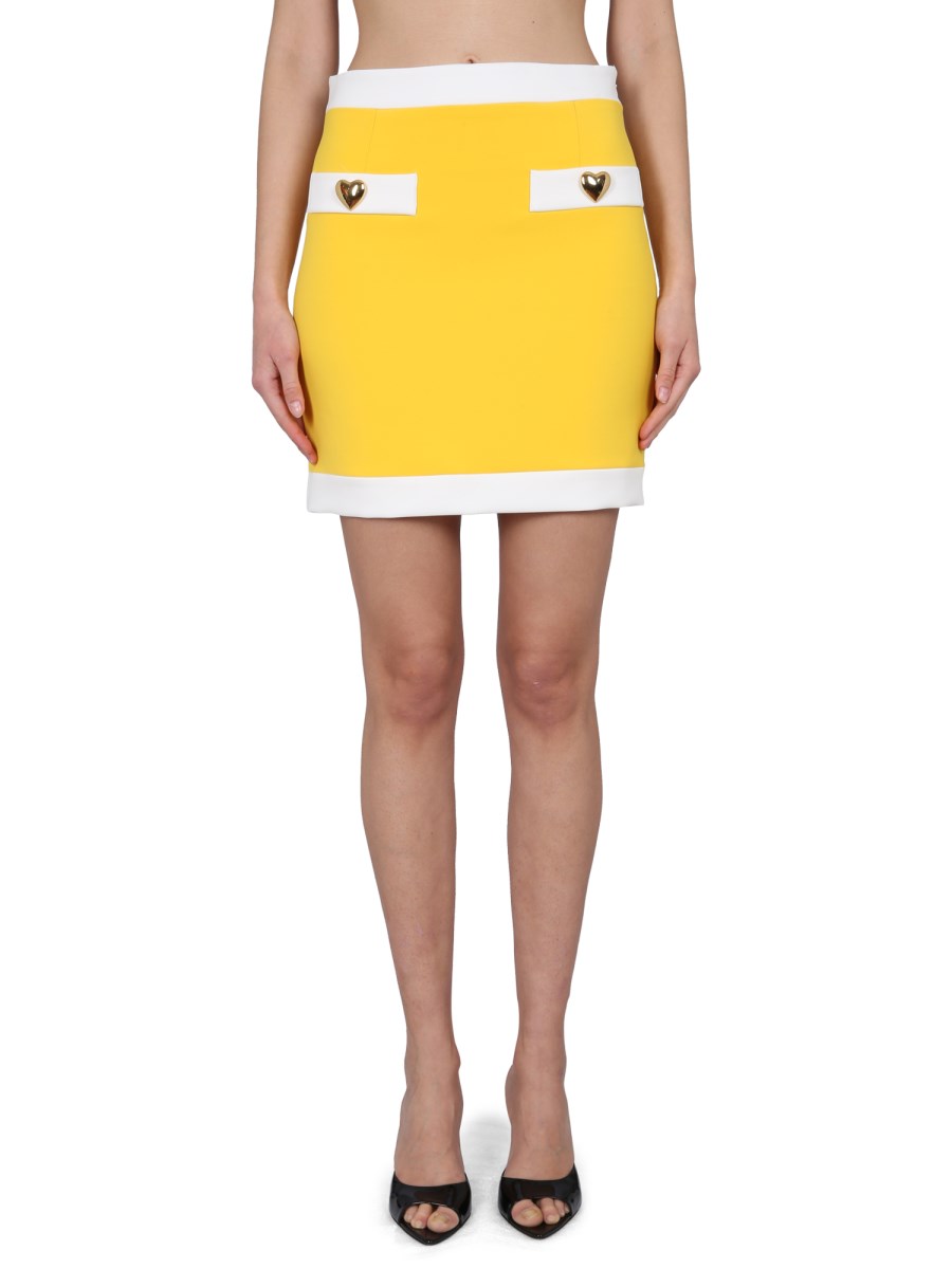 MOSCHINO MINIGONNA IN CRÊPE HEART BUTTONS