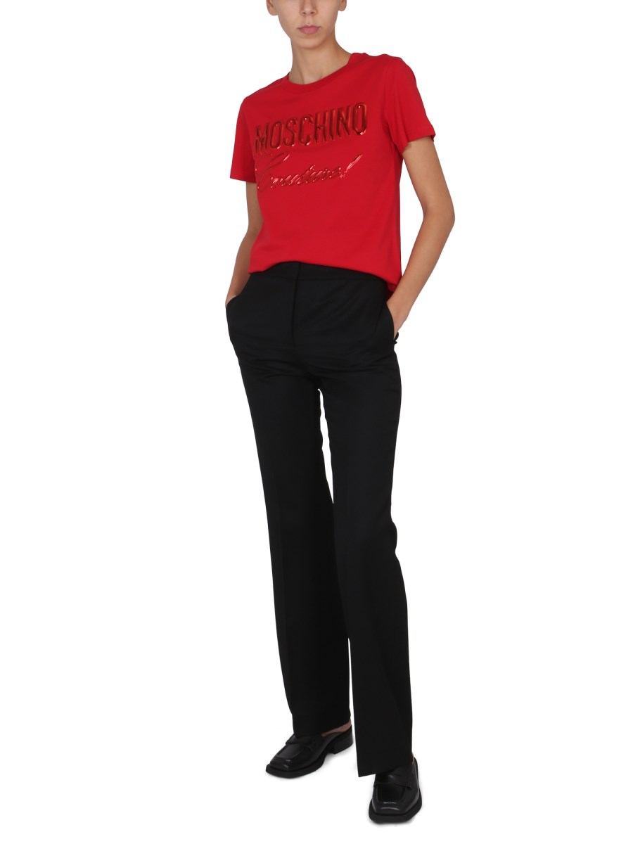 MOSCHINO PANTALONE IN GRAIN DE POUDRE DI LANA