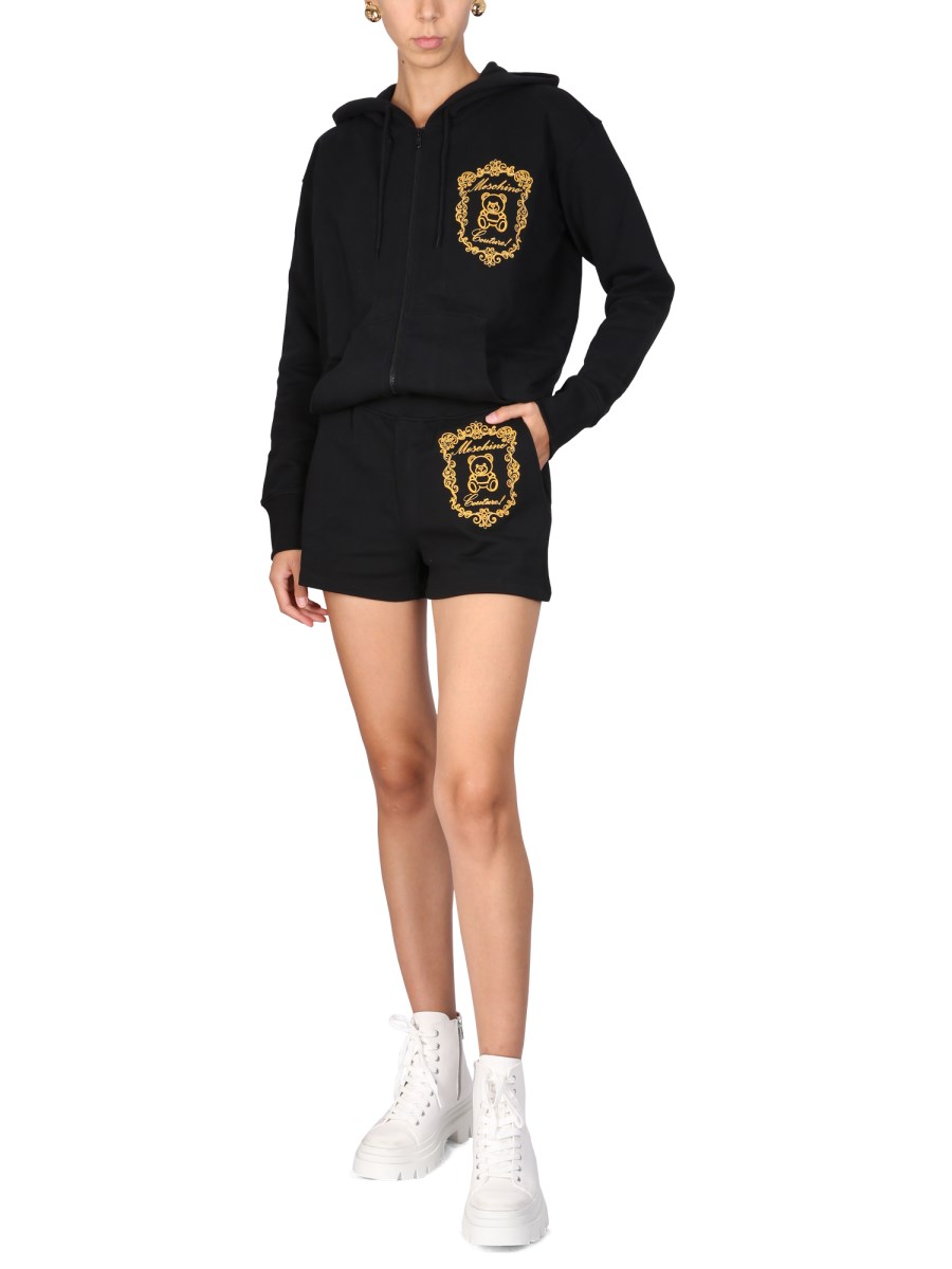 MOSCHINO SHORTS IN FELPA DI COTONE CON LOGO