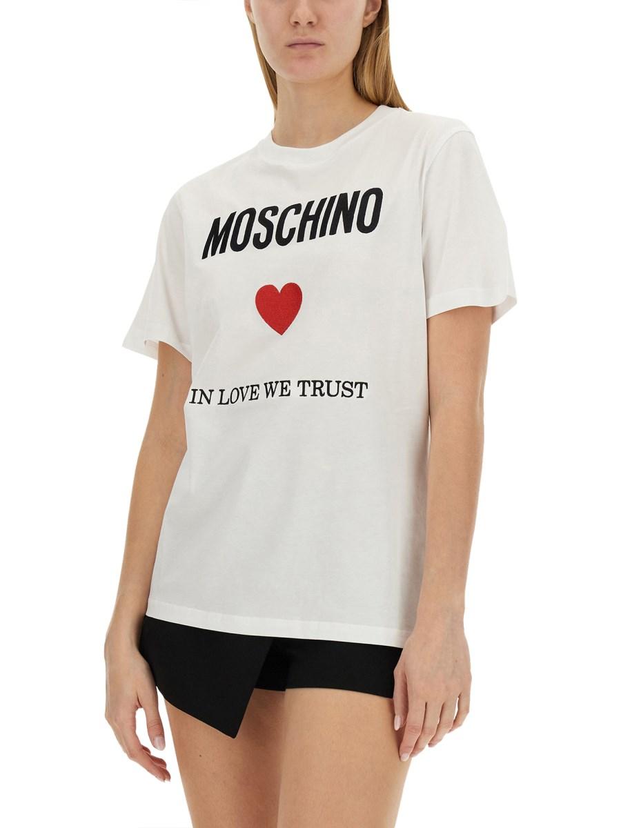 MOSCHINO T-SHIRT IN JERSEY DI COTONE CON LOGO