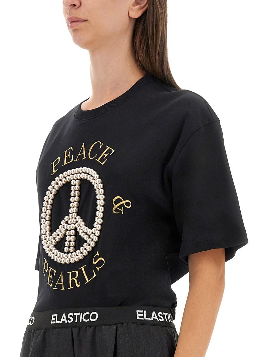 MOSCHINO T-SHIRT IN JERSEY DI COTONE CON LOGO