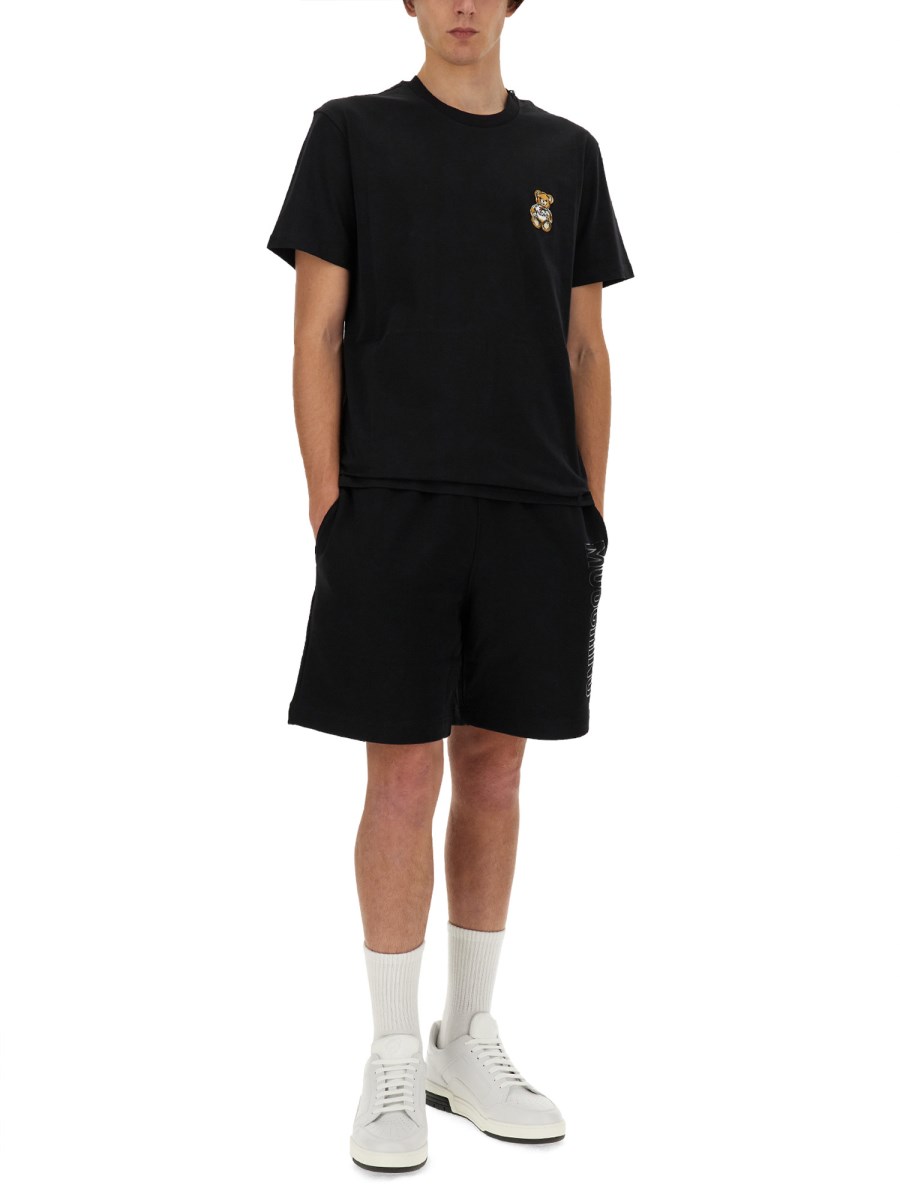 MOSCHINO T-SHIRT TEDDY PATCH IN COTONE