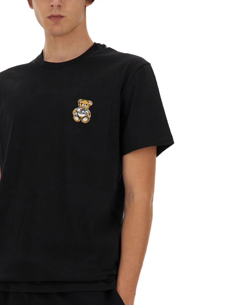 MOSCHINO T-SHIRT TEDDY PATCH IN COTONE