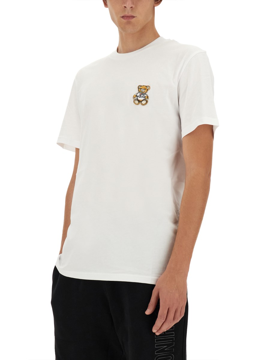 MOSCHINO T-SHIRT TEDDY PATCH IN COTONE