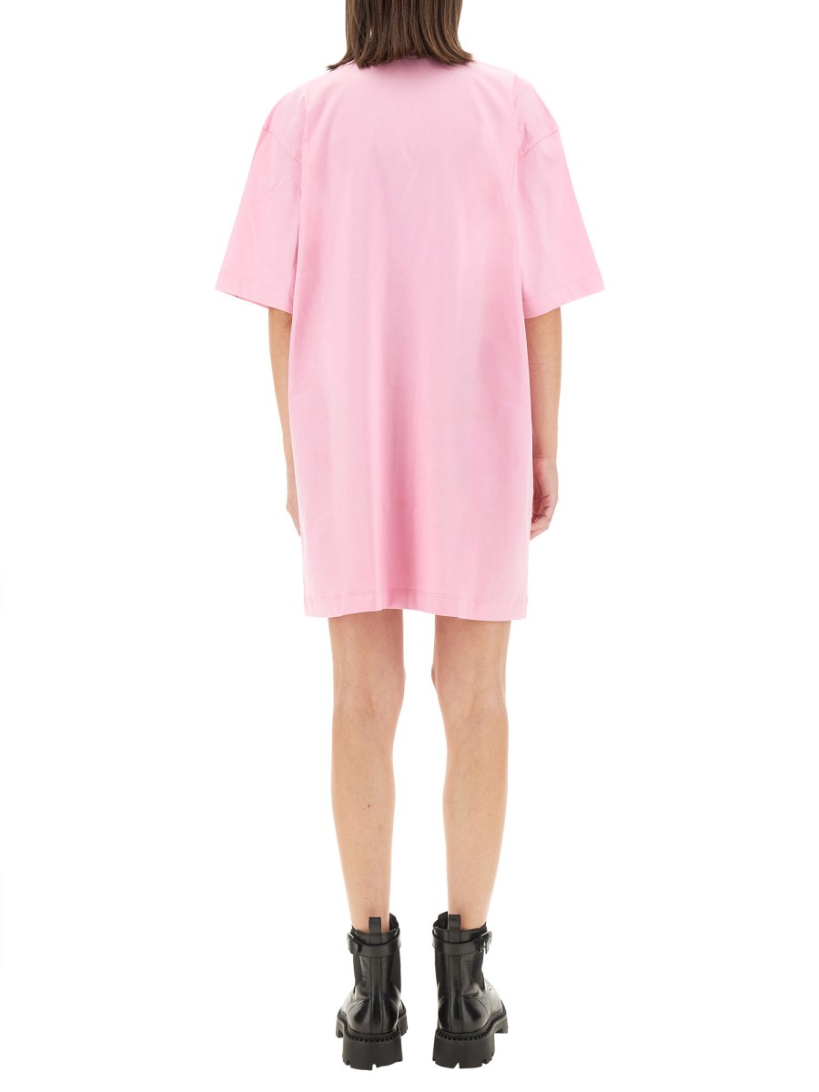 MSGM ABITO CON LOGO PENNELLATO IN JERSEY DI COTONE
