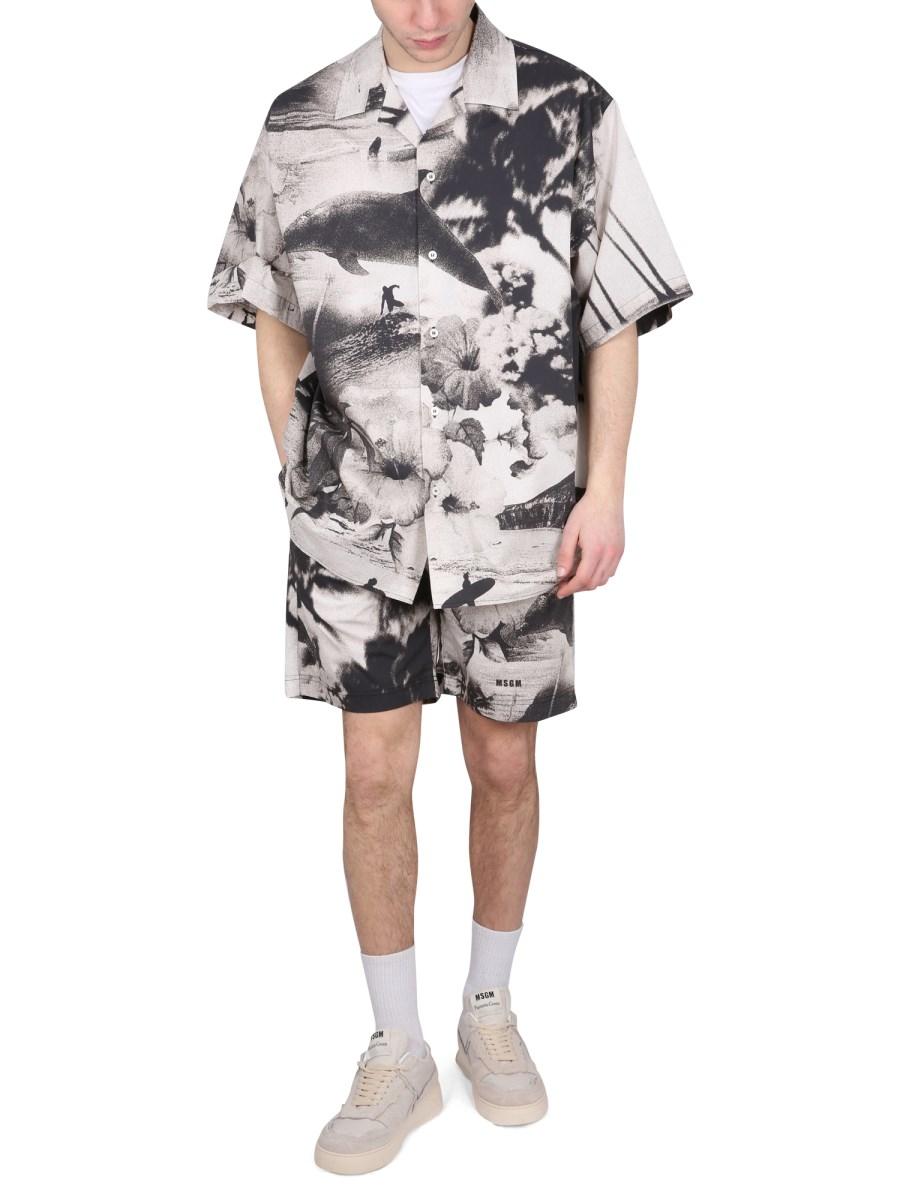 MSGM BERMUDA IN COTONE CON LOGO