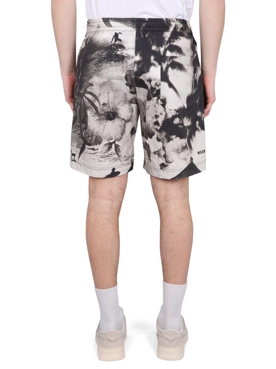 MSGM BERMUDA IN COTONE CON LOGO