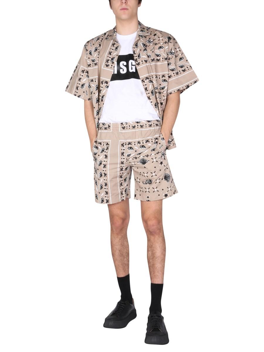 MSGM BERMUDA IN COTONE CON MOTIVO PAISLEY