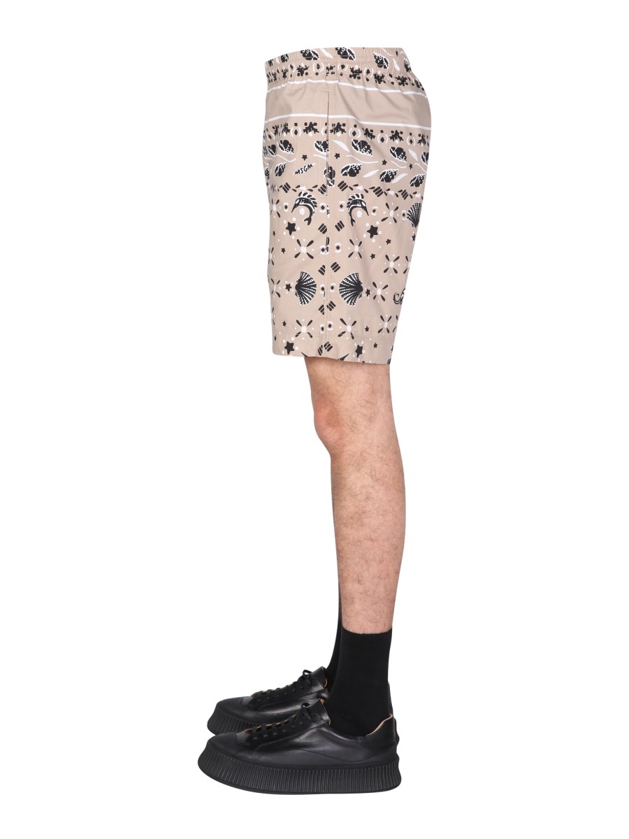 MSGM BERMUDA IN COTONE CON MOTIVO PAISLEY