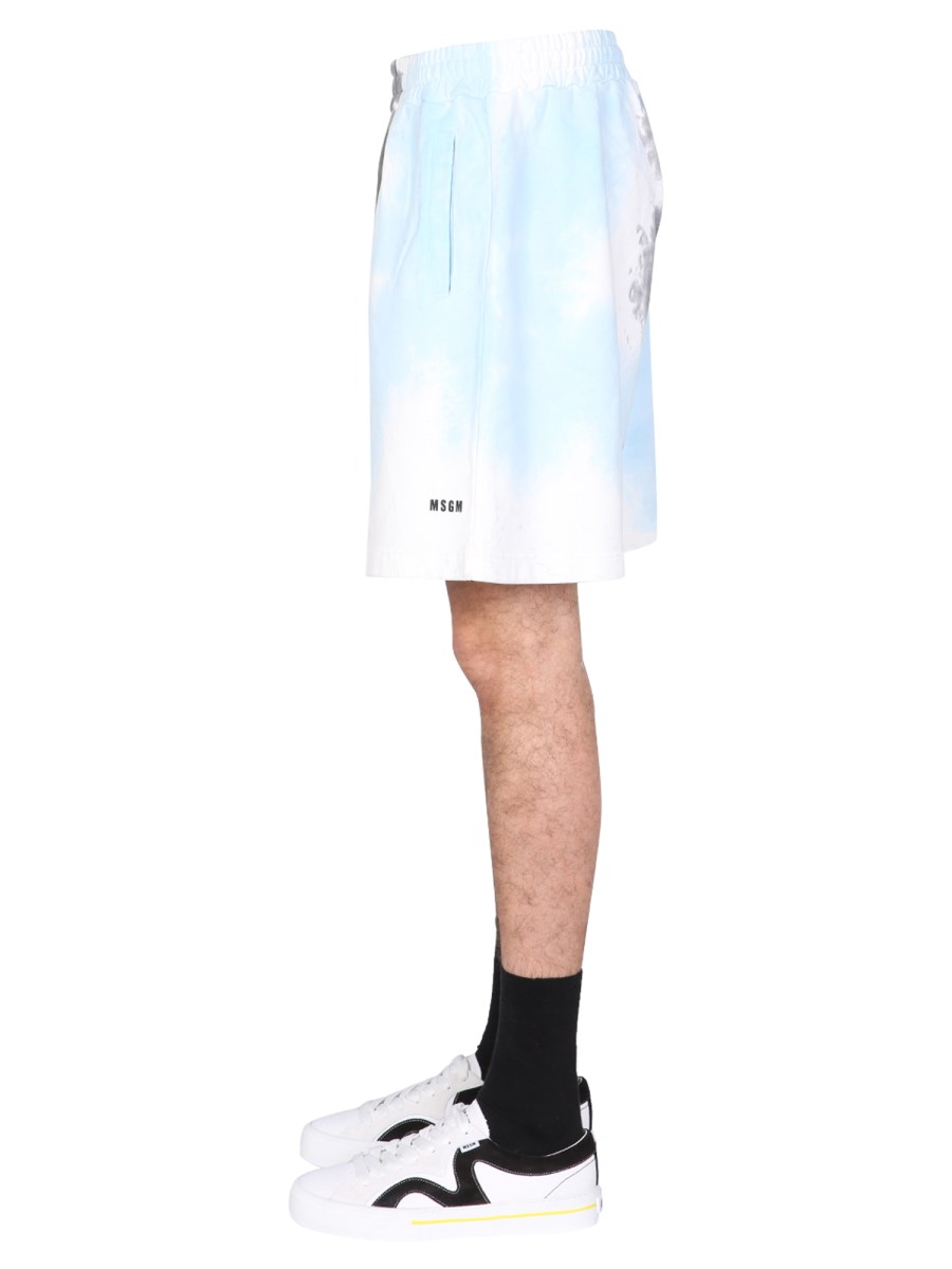 MSGM BERMUDA IN FELPA DI COTONE CON MOTIVO TIE DYE
