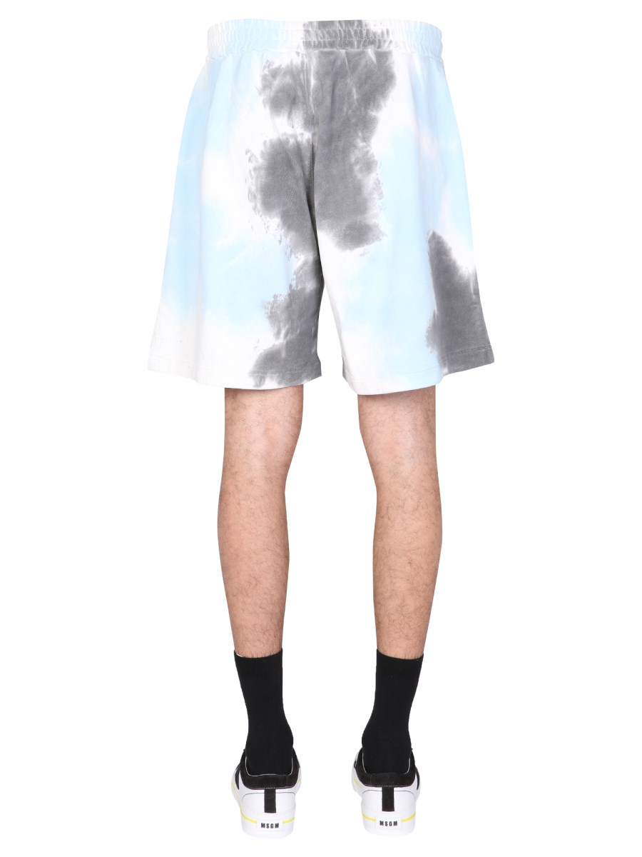 MSGM BERMUDA IN FELPA DI COTONE CON MOTIVO TIE DYE