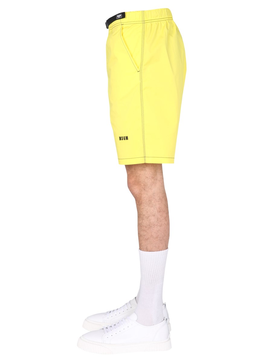 MSGM BERMUDA IN MISTO COTONE CON RICAMO LOGO