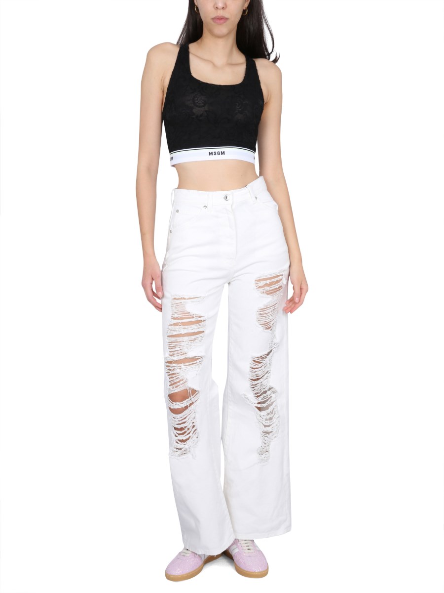 MSGM BRASSIÈRE IN PIZZO CON BANDA ELASTICA