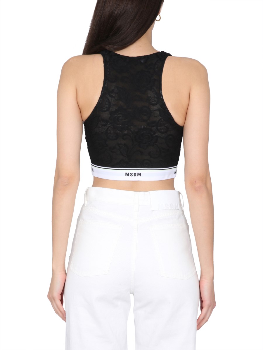 MSGM BRASSIÈRE IN PIZZO CON BANDA ELASTICA