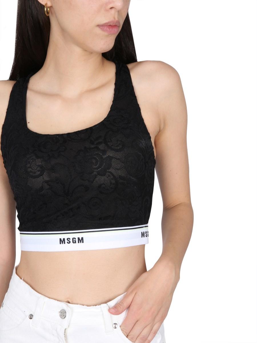 MSGM BRASSIÈRE IN PIZZO CON BANDA ELASTICA