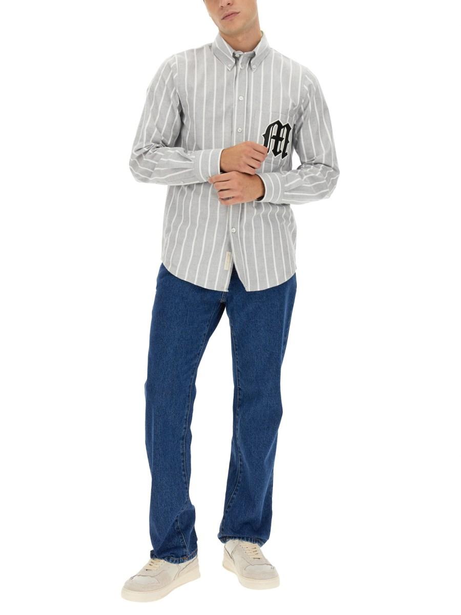 MSGM CAMICIA IN POPELINE DI COTONE CON LOGO