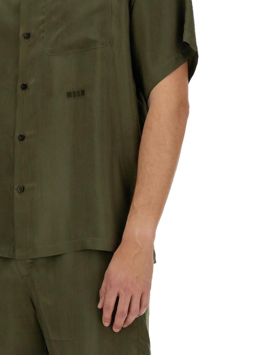 MSGM CAMICIA IN SETA CON LOGO