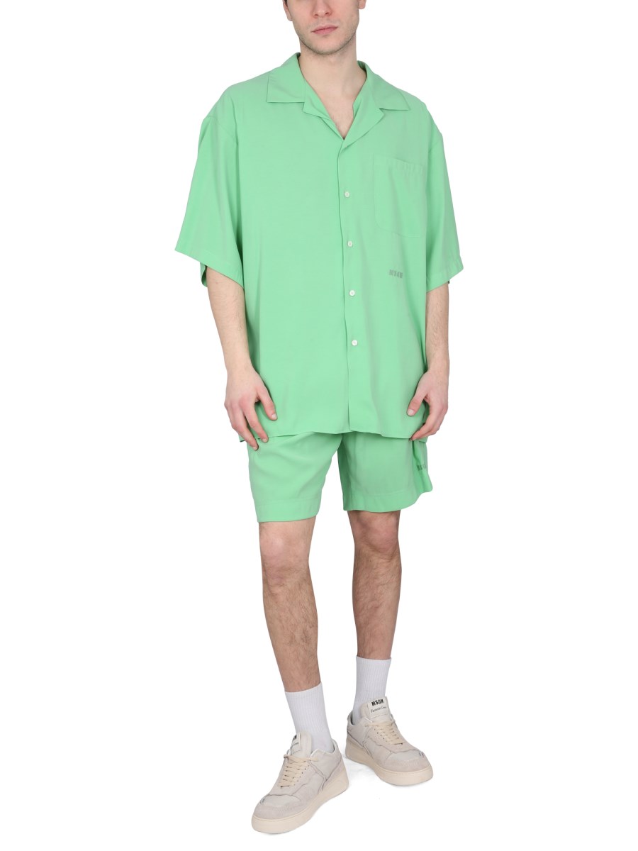 MSGM CAMICIA IN VISCOSA CON LOGO