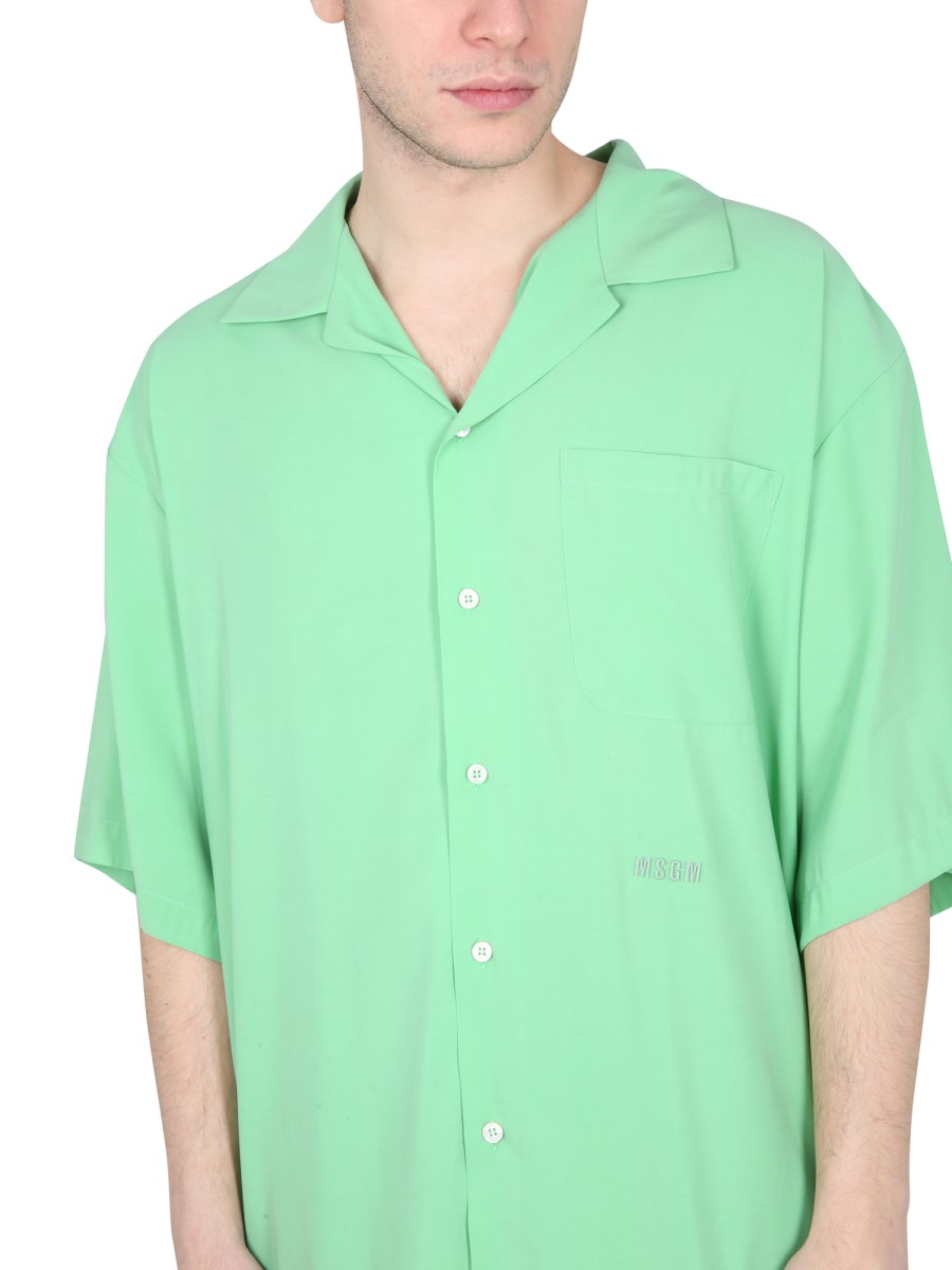 MSGM CAMICIA IN VISCOSA CON LOGO