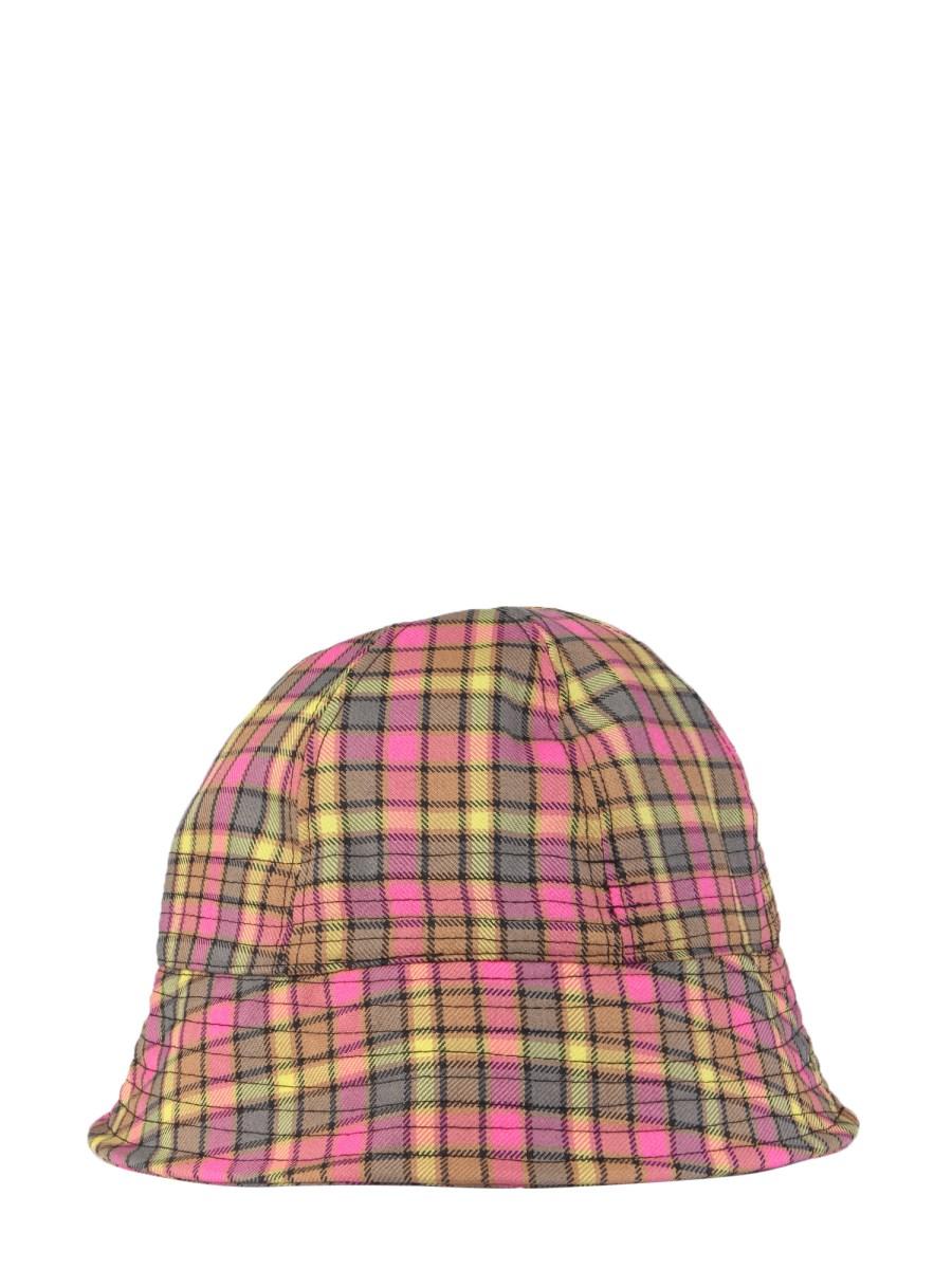 MSGM CAPPELLO CLOCHE IN TESSUTO TECNICO A QUADRI