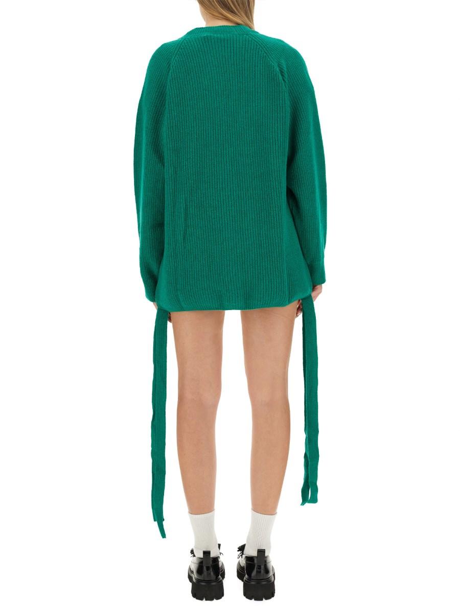 MSGM CARDIGAN IN LANA CON SCOLLO A V