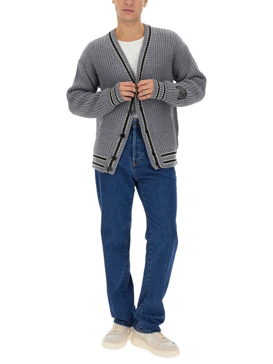 MSGM CARDIGAN IN LANA CON SCOLLO A V