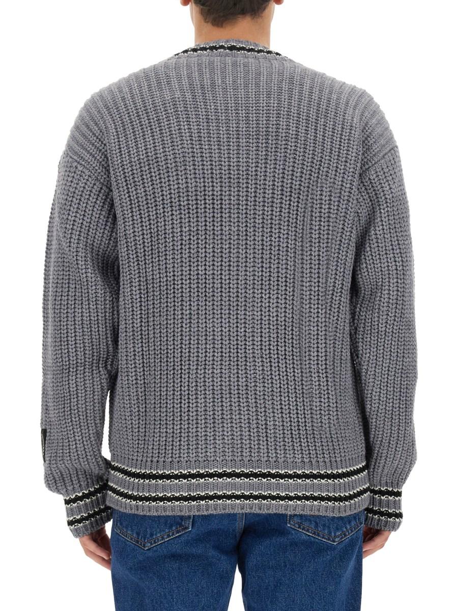 MSGM CARDIGAN IN LANA CON SCOLLO A V