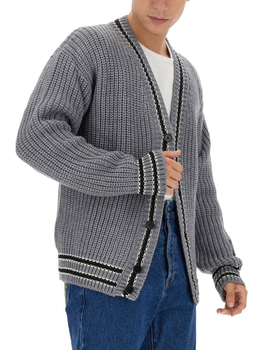 MSGM CARDIGAN IN LANA CON SCOLLO A V