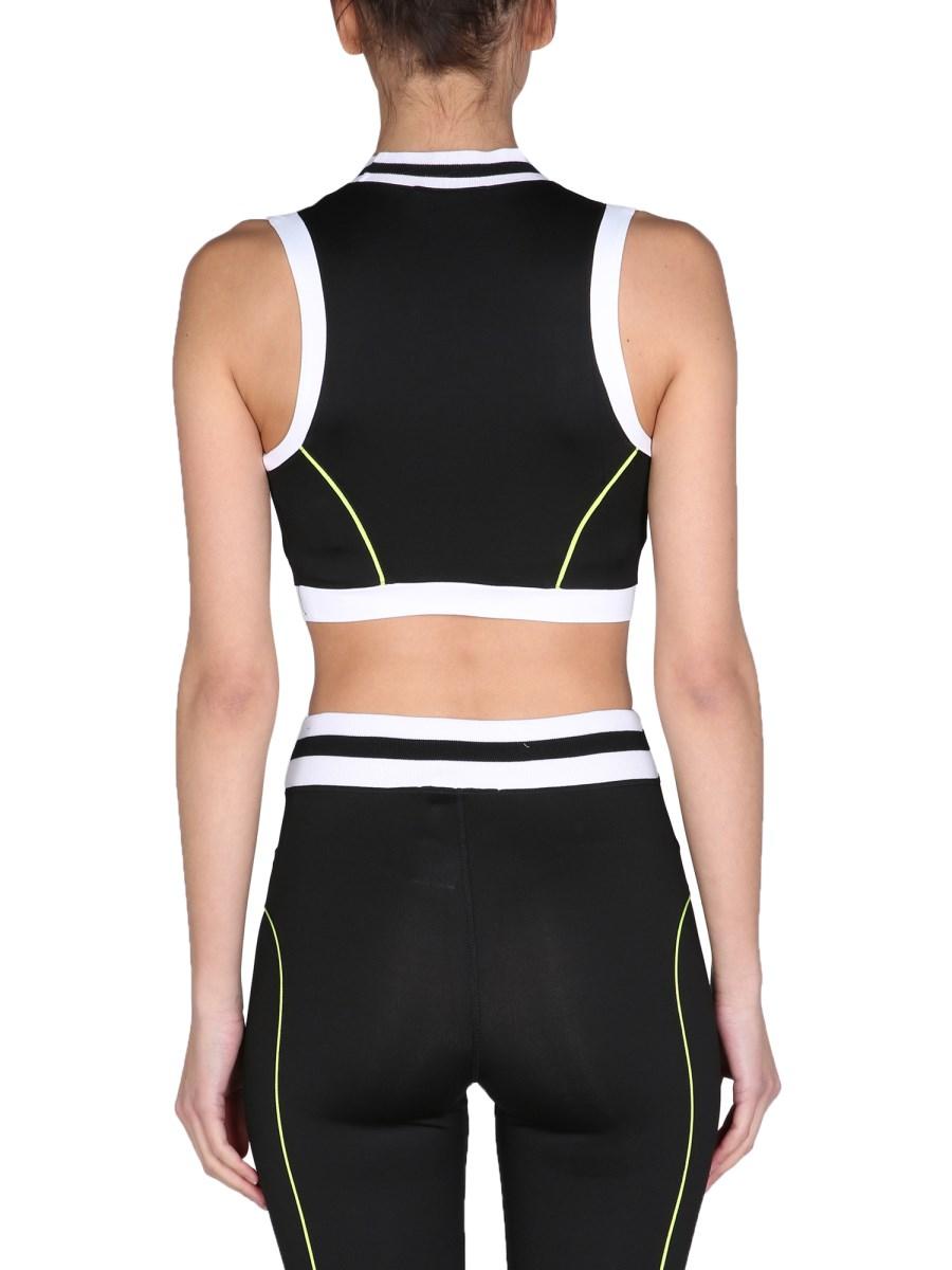 MSGM CROP TOP "ACTIVE" IN NYLON CON STAMPA LOGO