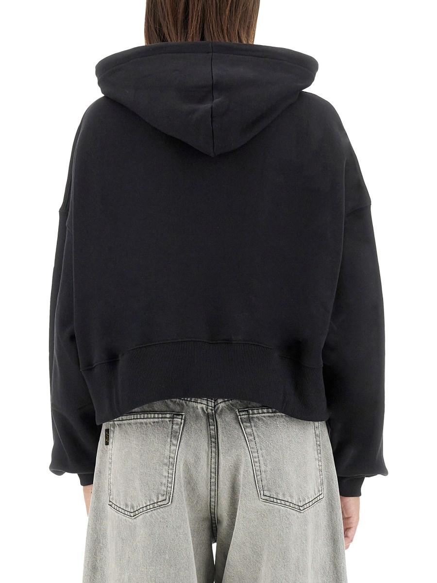 MSGM FELPA CROPPED IN COTONE CON STAMPA MICRO LOGO