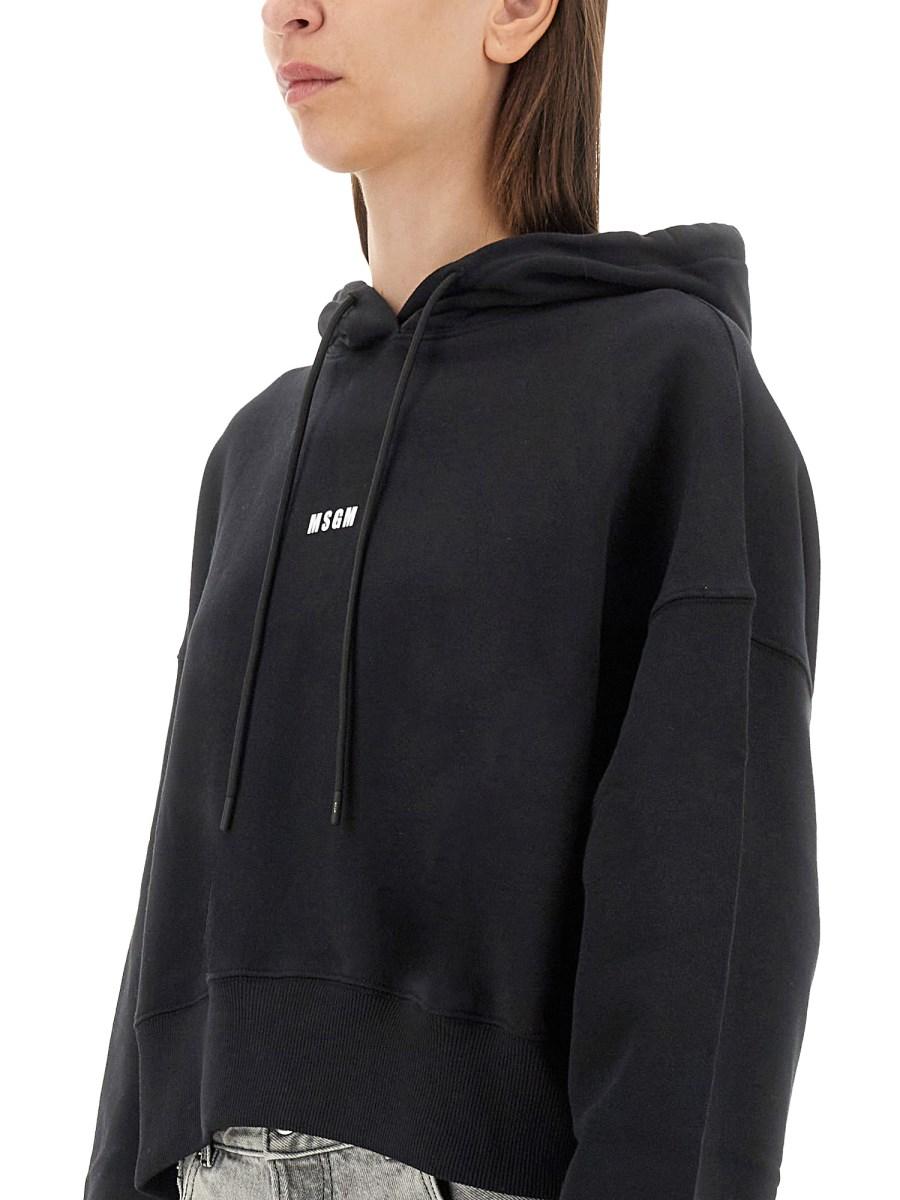 MSGM FELPA CROPPED IN COTONE CON STAMPA MICRO LOGO