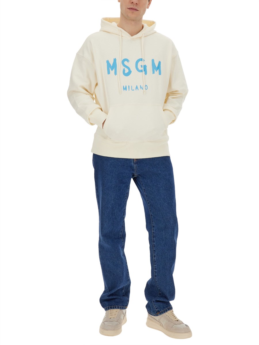 MSGM FELPA IN COTONE CON LOGO PENNELLATO