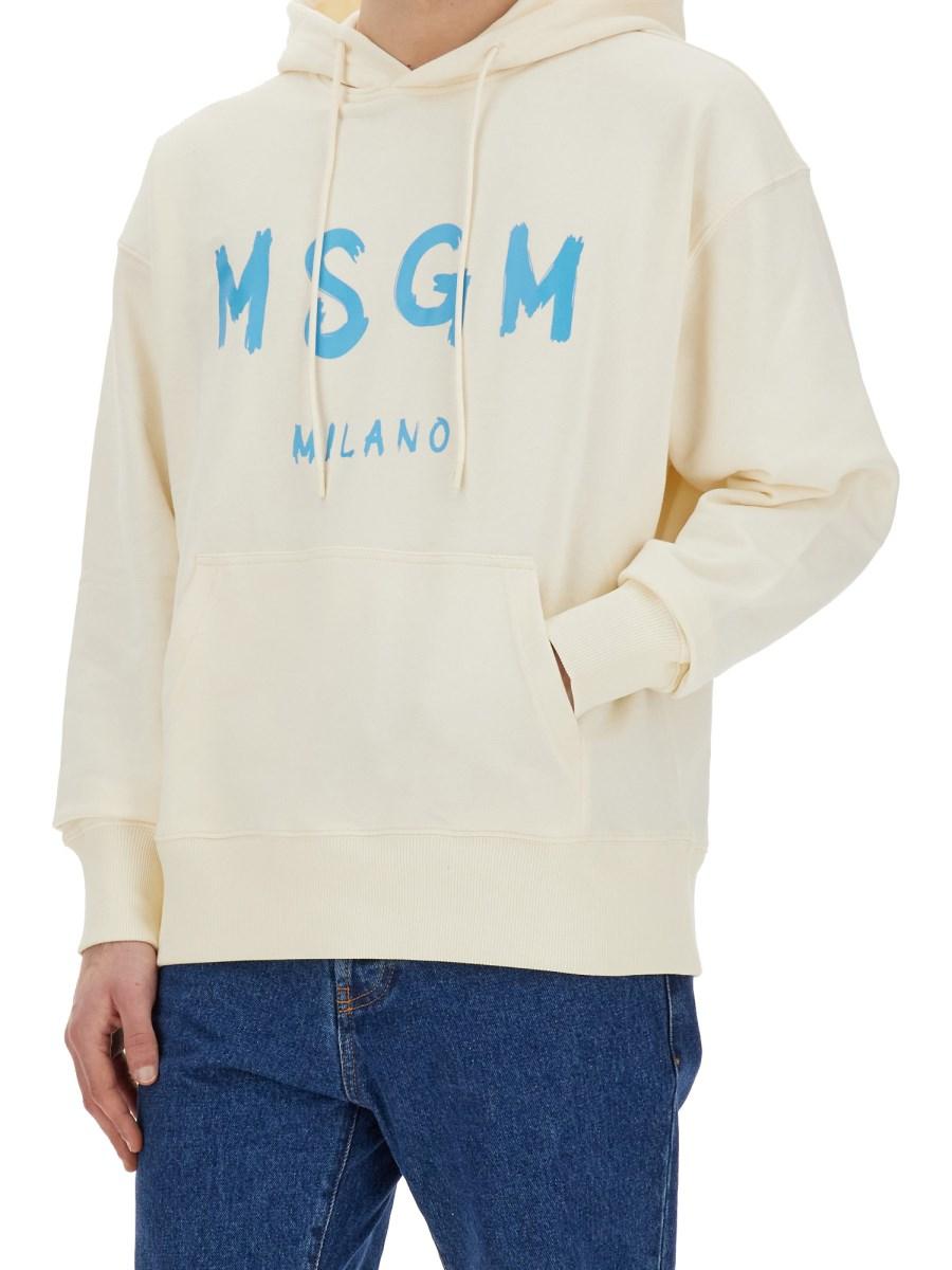 MSGM FELPA IN COTONE CON LOGO PENNELLATO