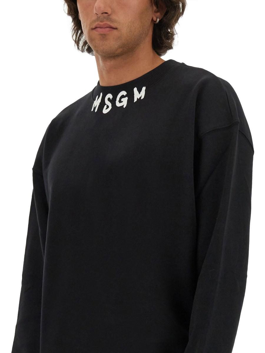 MSGM FELPA IN COTONE CON LOGO PENNELLATO