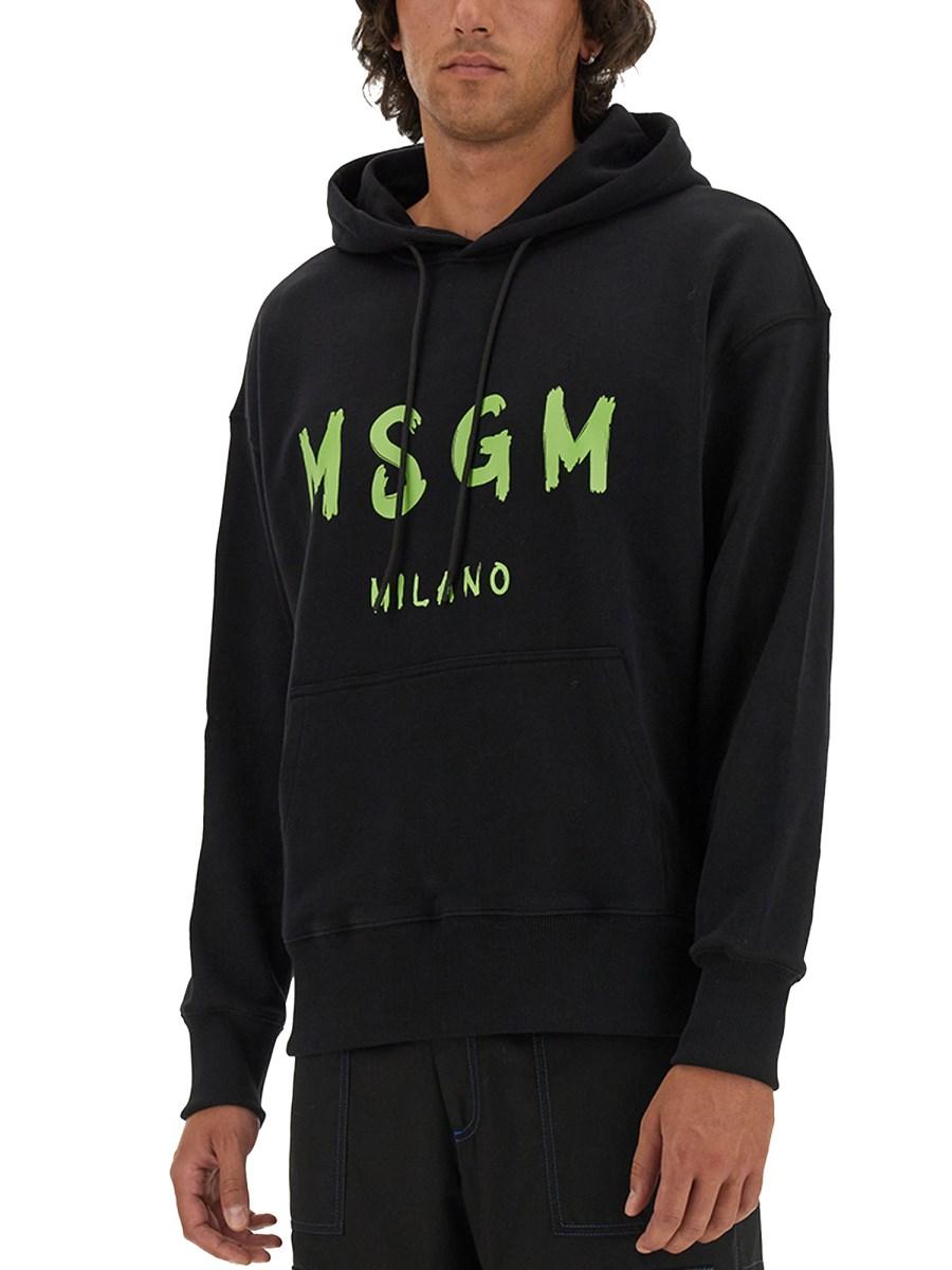 MSGM FELPA IN COTONE CON STAMPA LOGO PENNELLATO