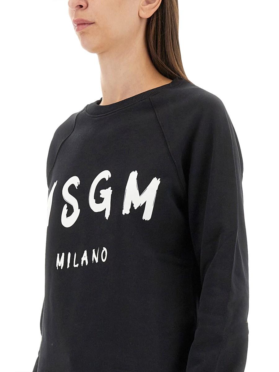 MSGM FELPA IN COTONE CON STAMPA LOGO PENNELLATO