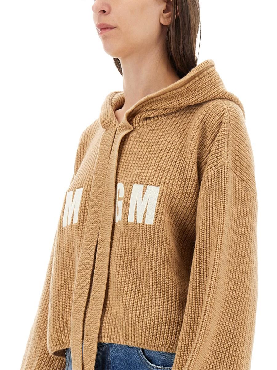 MSGM FELPA IN MAGLIA DI LANA CON LOGO