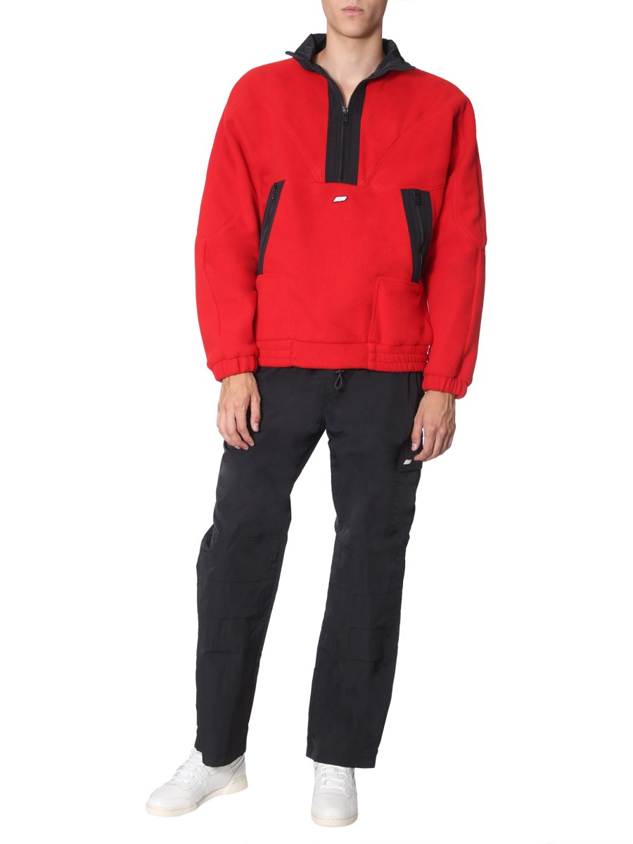 MSGM FELPA IN PILE CON ZIP E RICAMO