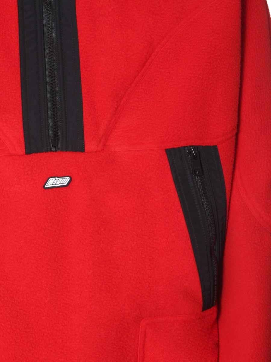 MSGM FELPA IN PILE CON ZIP E RICAMO