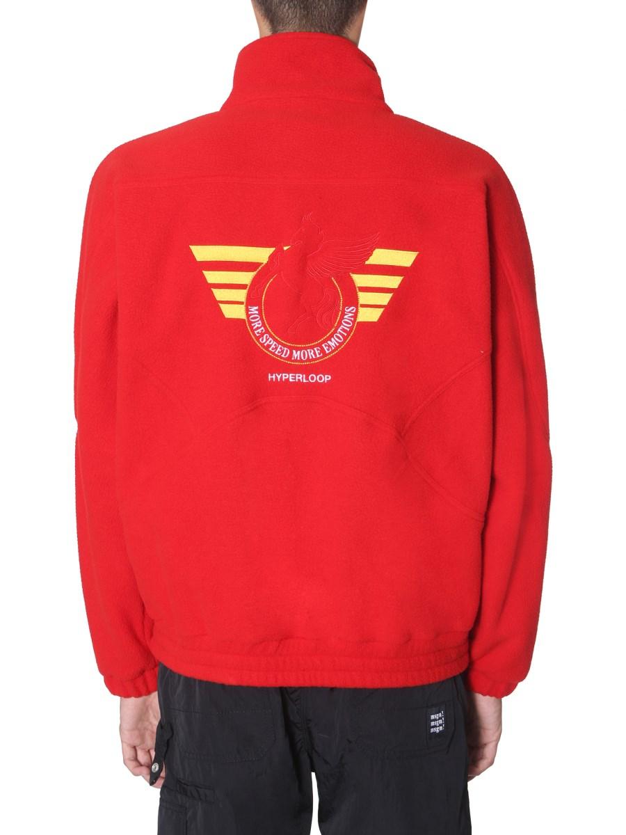 MSGM FELPA IN PILE CON ZIP E RICAMO