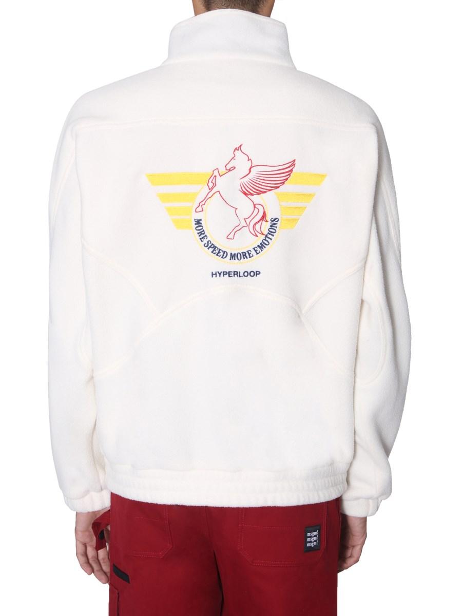 MSGM FELPA IN PILE CON ZIP E RICAMO