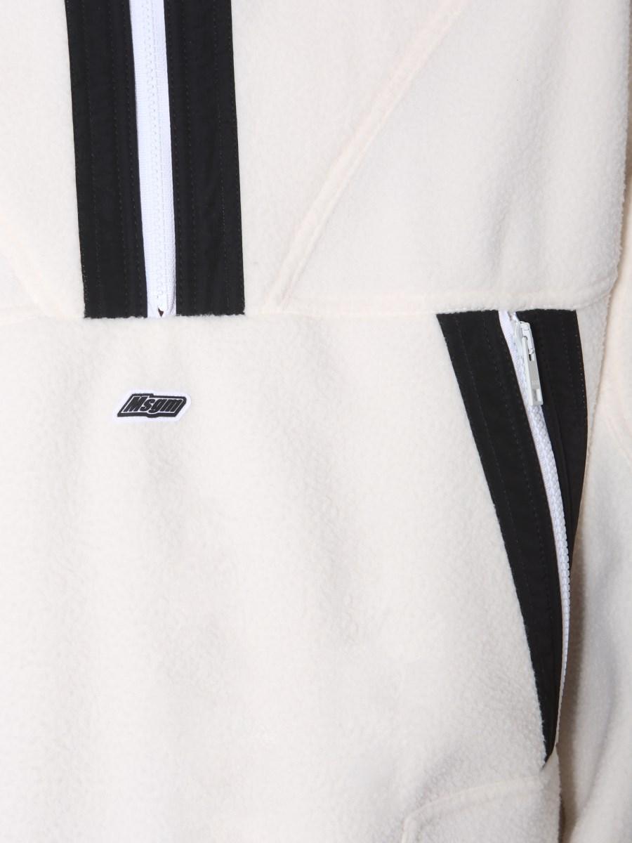 MSGM FELPA IN PILE CON ZIP E RICAMO