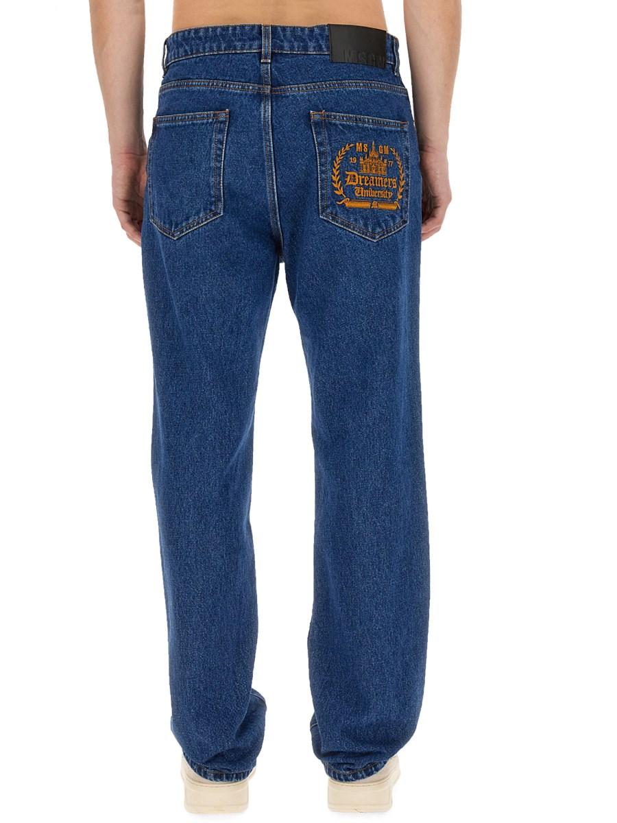 MSGM JEANS REGULAR FIT IN DENIM DI COTONE