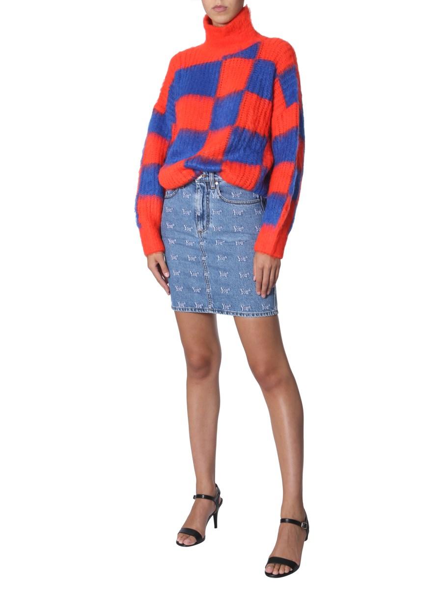 MSGM MAGLIA IN MOHAIR CON MOTIVO A SCACCHI